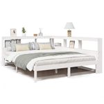 Casa si Gradina - Mobilier - Paturi si accesorii - Paturi - Pat cu biblioteca fara saltea, alb, 160x200 cm, lemn masiv pin - Infinity.ro