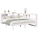 Casa si Gradina - Mobilier - Paturi si accesorii - Paturi - Pat cu biblioteca fara saltea, alb, 160x200 cm, lemn masiv pin - Infinity.ro