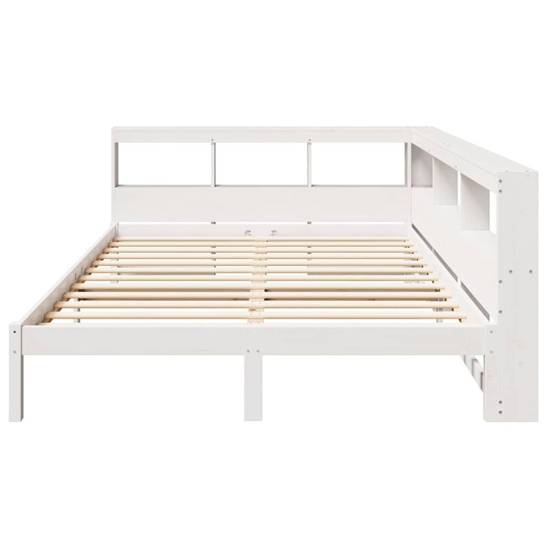Casa si Gradina - Mobilier - Paturi si accesorii - Paturi - Pat cu biblioteca fara saltea, alb, 160x200 cm, lemn masiv pin - Infinity.ro