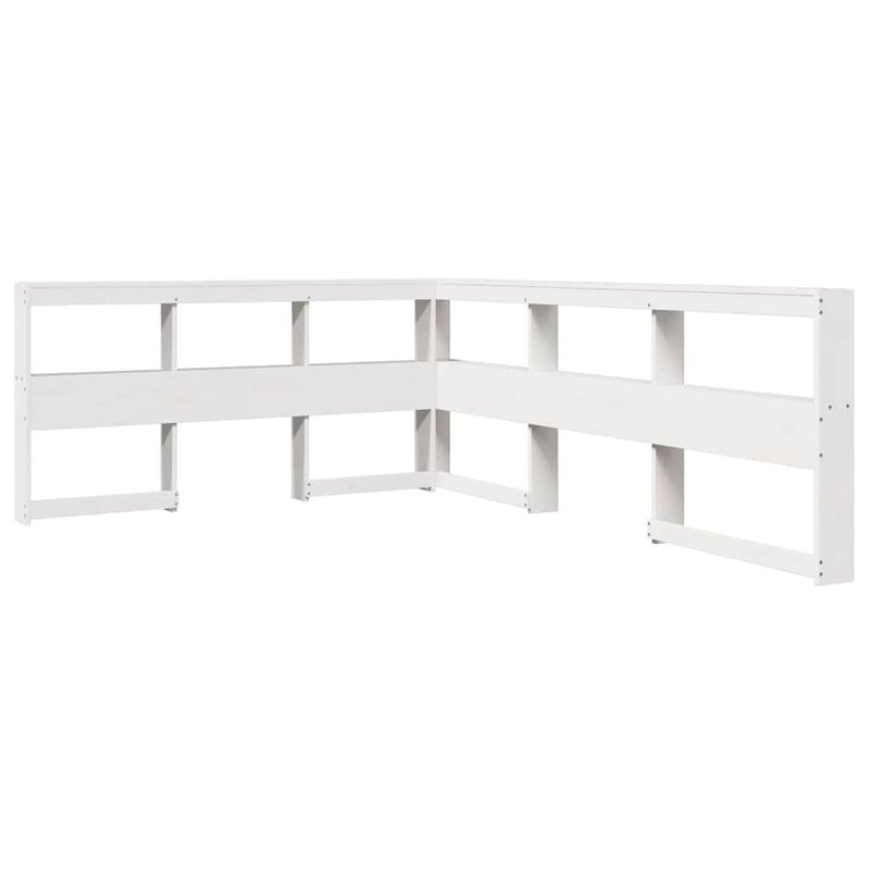 Casa si Gradina - Mobilier - Paturi si accesorii - Paturi - Pat cu biblioteca fara saltea, alb, 160x200 cm, lemn masiv pin - Infinity.ro