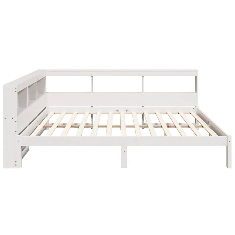 Casa si Gradina - Mobilier - Paturi si accesorii - Paturi - Pat cu biblioteca fara saltea, alb, 160x200 cm, lemn masiv pin - Infinity.ro