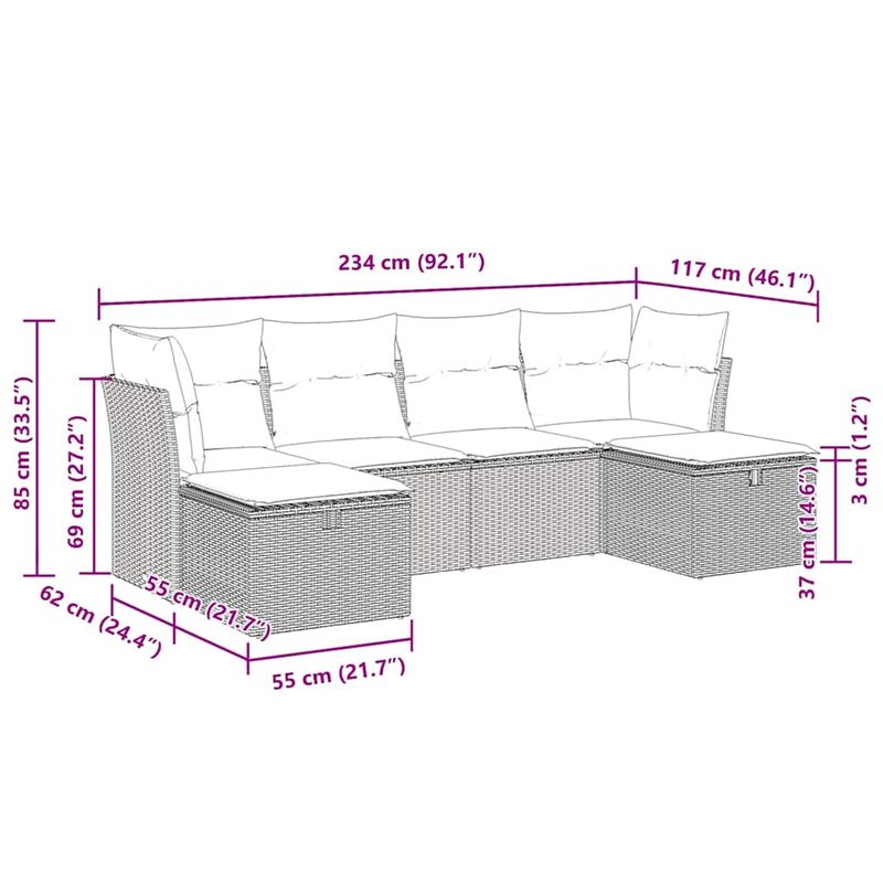 Casa si Gradina - Gradina si terasa - Mobilier exterior - Seturi mobila gradina - Set canapele de gradina cu perne, 6 piese gri deschis poliratan - Infinity.ro