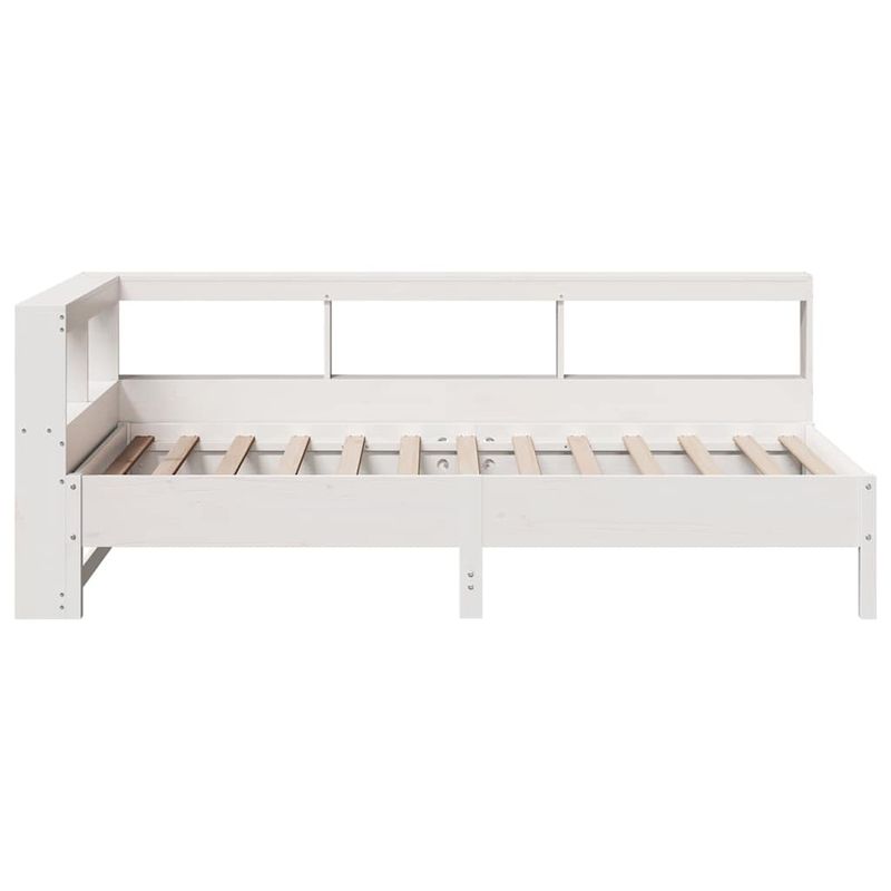 Casa si Gradina - Mobilier - Paturi si accesorii - Paturi - Pat cu biblioteca fara saltea, alb, 100x200 cm, lemn masiv pin - Infinity.ro
