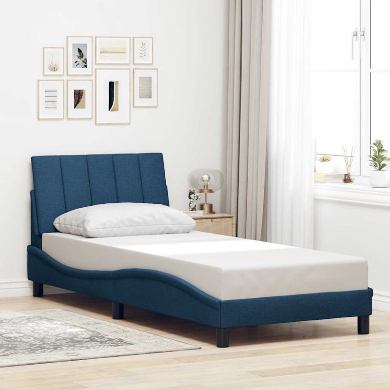 Casa si Gradina - Mobilier - Paturi si accesorii - Paturi - Cadru pat fara saltea tesatura albastra 90x200 cm - Infinity.ro