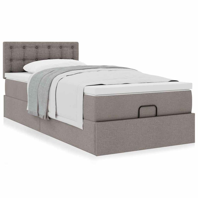Casa si Gradina - Mobilier - Paturi si accesorii - Paturi - Cadru de pat otoman cu saltea Taupe 80x200cm Material - Infinity.ro