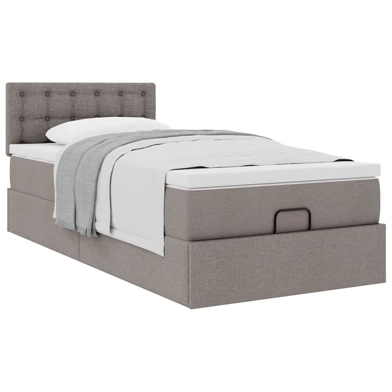 Casa si Gradina - Mobilier - Paturi si accesorii - Paturi - Cadru de pat otoman cu saltea Taupe 80x200cm Material - Infinity.ro