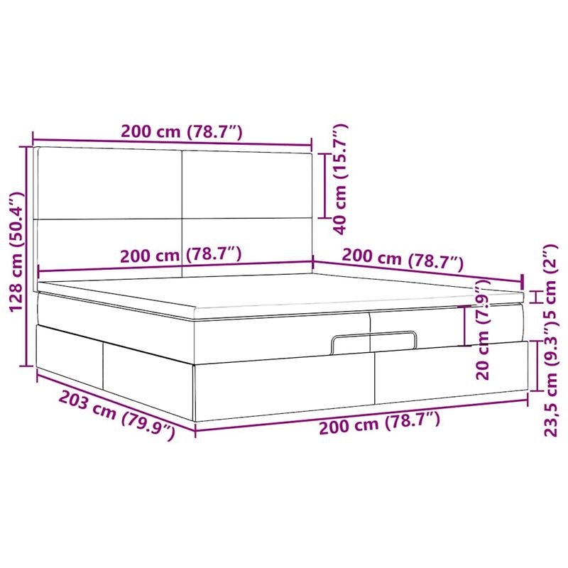 Casa si Gradina - Mobilier - Paturi si accesorii - Paturi - Cadru de pat otoman cu saltele Taupe 200x200cm tesatura - Infinity.ro