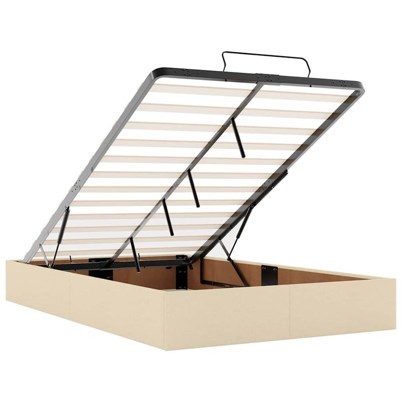 Casa si Gradina - Mobilier - Paturi si accesorii - Paturi - Cadru de pat otoman cu saltea crem 120x190cm stofa - Infinity.ro