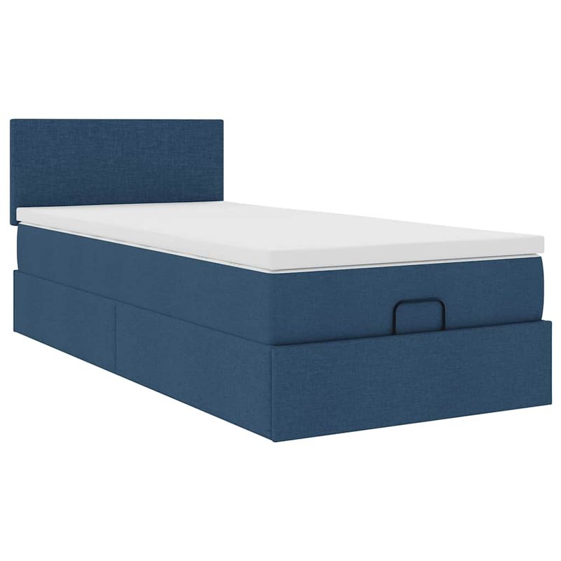 Casa si Gradina - Mobilier - Paturi si accesorii - Paturi - Cadru de pat otoman cu saltea tesatura albastra 90x190cm - Infinity.ro