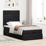 Casa si Gradina - Mobilier - Paturi si accesorii - Paturi - Cadru de pat otoman cu saltele, catifea neagra 100x200cm - Infinity.ro
