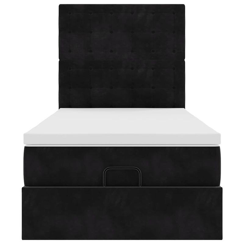 Casa si Gradina - Mobilier - Paturi si accesorii - Paturi - Cadru de pat otoman cu saltele, catifea neagra 100x200cm - Infinity.ro