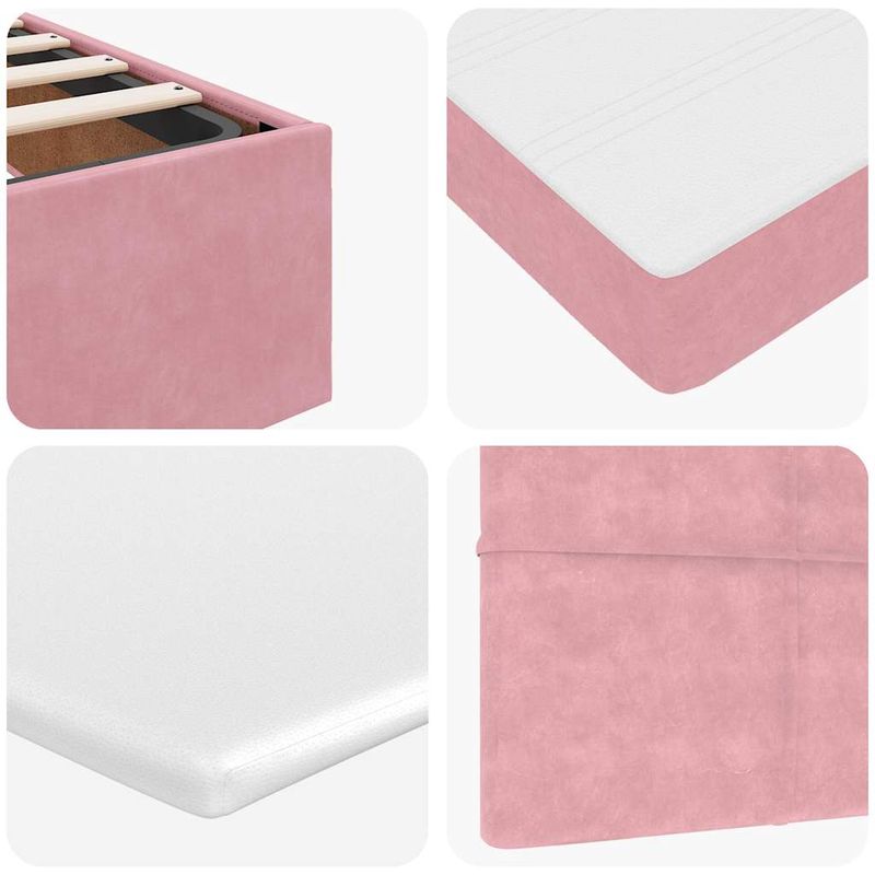 Casa si Gradina - Mobilier - Paturi si accesorii - Paturi - Cadru de pat otoman cu saltele Roz 160x200cm catifea - Infinity.ro
