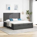 Casa si Gradina - Mobilier - Paturi si accesorii - Paturi - Cadru de pat otoman cu saltele tesatura gri inchis 200x200cm - Infinity.ro