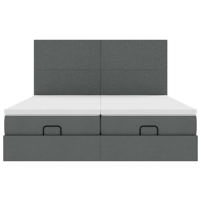 Casa si Gradina - Mobilier - Paturi si accesorii - Paturi - Cadru de pat otoman cu saltele tesatura gri inchis 200x200cm - Infinity.ro