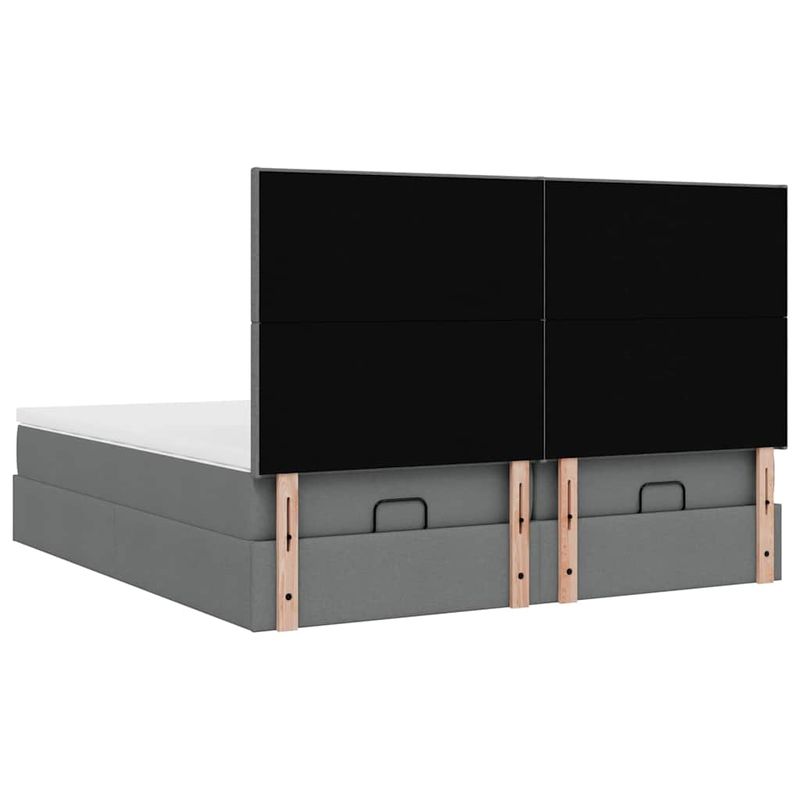 Casa si Gradina - Mobilier - Paturi si accesorii - Paturi - Cadru de pat otoman cu saltele tesatura gri inchis 200x200cm - Infinity.ro