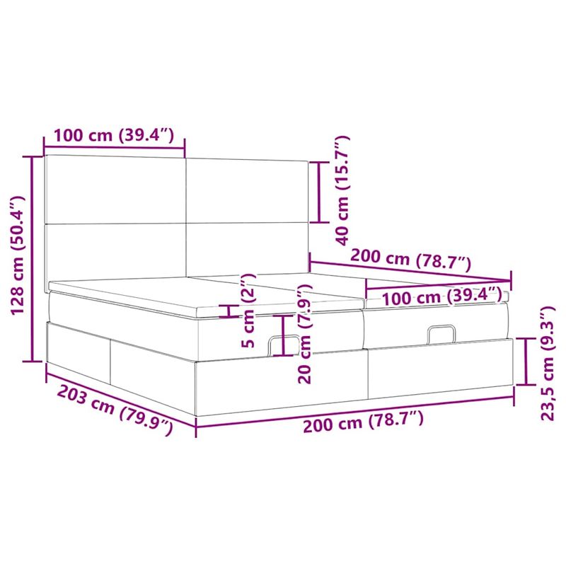 Casa si Gradina - Mobilier - Paturi si accesorii - Paturi - Cadru de pat otoman cu saltele tesatura gri inchis 200x200cm - Infinity.ro