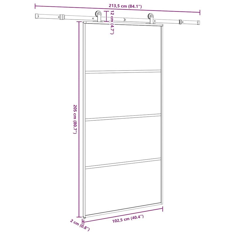Casa si Gradina - Constructii - Usi interior, exterior si garaj - Usi interior - Usa glisanta cu set feronerie 102,5x205 cm sticla ESG/aluminiu - Infinity.ro