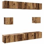 Casa si Gradina - Mobilier - Seturi de mobilier - Seturi living - Set dulap TV 6 piese montat pe perete lemn vechi lemn prelucrat - Infinity.ro