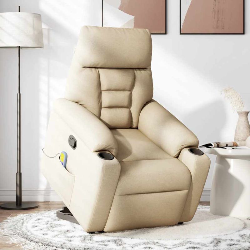 Ingrijire personala si Cosmetice - Sanatate si wellness - Articole wellness - Fotolii de masaj - Fotoliu masaj rabatabil cu ridicare, crem, material textil - Infinity.ro