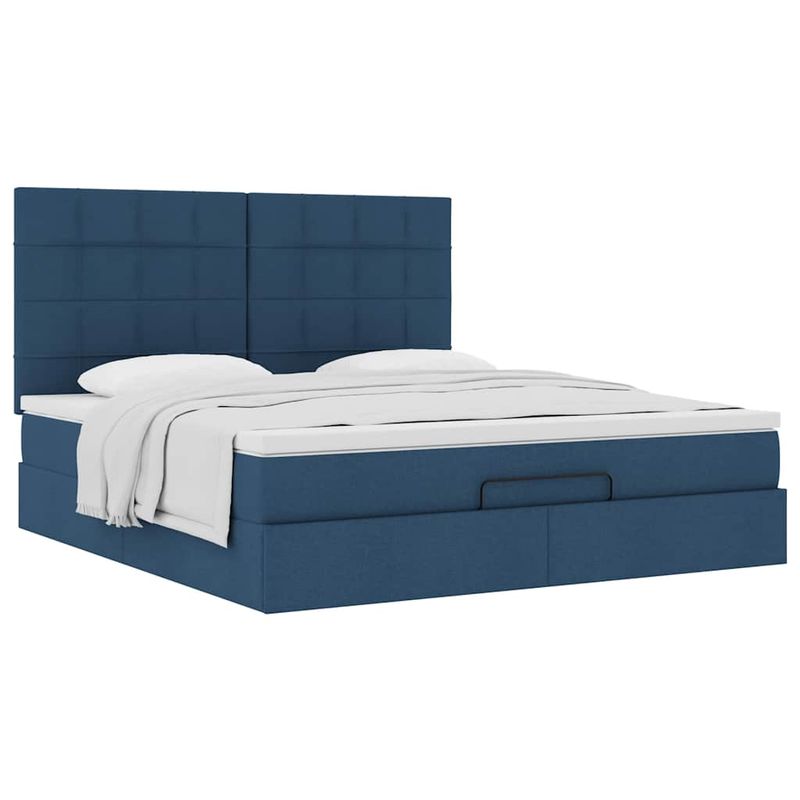 Casa si Gradina - Mobilier - Paturi si accesorii - Paturi - Cadru de pat otoman cu saltea tesatura albastra 160x200cm - Infinity.ro