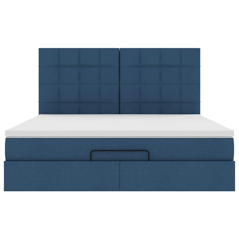 Casa si Gradina - Mobilier - Paturi si accesorii - Paturi - Cadru de pat otoman cu saltea tesatura albastra 160x200cm - Infinity.ro