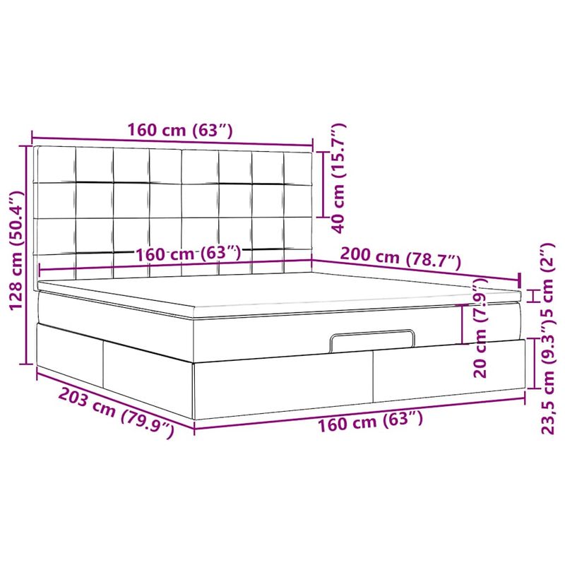 Casa si Gradina - Mobilier - Paturi si accesorii - Paturi - Cadru de pat otoman cu saltea tesatura albastra 160x200cm - Infinity.ro