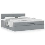 Casa si Gradina - Mobilier - Paturi si accesorii - Paturi - Cadru de pat otoman cu saltea tesatura gri deschis 160x200cm - Infinity.ro