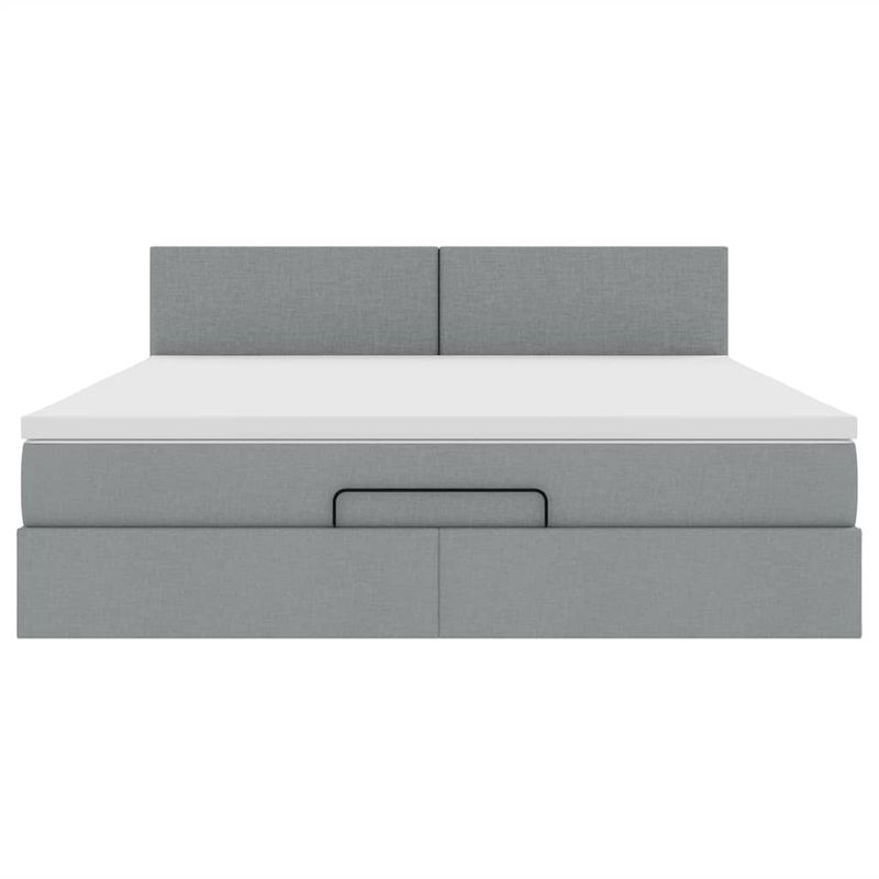 Casa si Gradina - Mobilier - Paturi si accesorii - Paturi - Cadru de pat otoman cu saltea tesatura gri deschis 160x200cm - Infinity.ro