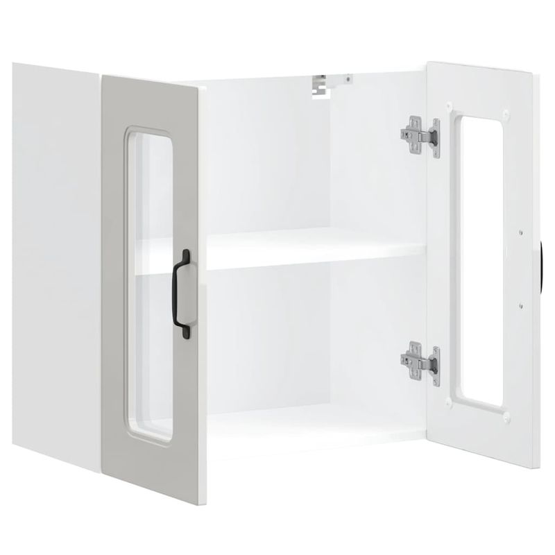 Casa si Gradina - Mobilier - Comode si corpuri - Corpuri bucatarie - Dulap bucatarie cu usa sticla Kalmar lemn prelucrat alb lucios, mărime 60x31x60 cm, model 1x dulap de perete din sticlă (2 uși) - Infinity.ro