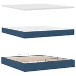 Casa si Gradina - Mobilier - Paturi si accesorii - Paturi - Cadru de pat otoman cu saltea tesatura albastra 200x200 cm, model design cu nasturi - Infinity.ro