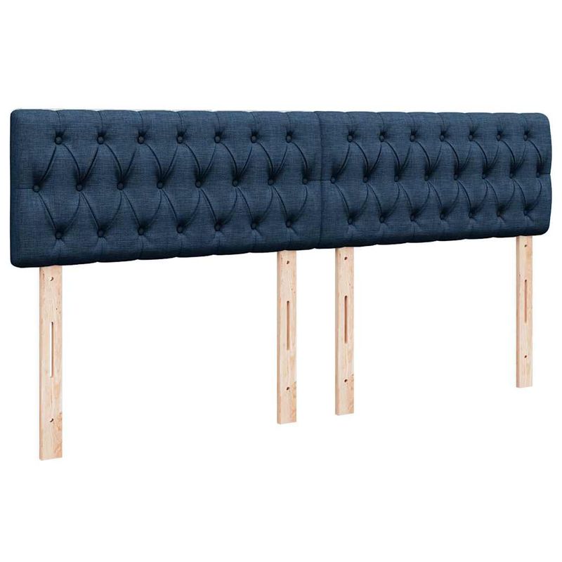 Casa si Gradina - Mobilier - Paturi si accesorii - Paturi - Cadru de pat otoman cu saltea tesatura albastra 200x200 cm, model design cu nasturi - Infinity.ro
