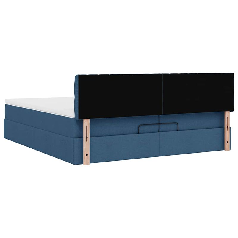 Casa si Gradina - Mobilier - Paturi si accesorii - Paturi - Cadru de pat otoman cu saltea tesatura albastra 200x200 cm, model design cu nasturi - Infinity.ro