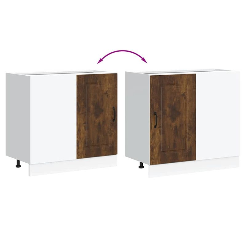 Casa si Gradina - Mobilier - Comode si corpuri - Corpuri bucatarie - Dulap de bucatarie „Kalmar” din lemn de lemn de stejar afumat, model 1x dulap inferior de colț (1 ușă), mărime 86x46x81.5 cm - Infinity.ro
