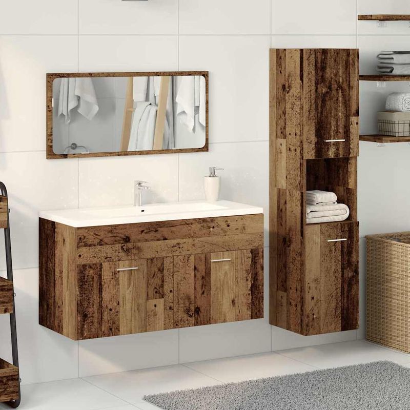 Casa si Gradina - Mobilier - Seturi de mobilier - Seturi baie - Set mobilier de baie, 3 piese, lemn vechi, lemn prelucrat - Infinity.ro