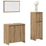 Casa si Gradina - Mobilier - Seturi de mobilier - Seturi baie - Set mobilier de baie, 3 piese, stejar artizanal, lemn prelucrat - Infinity.ro