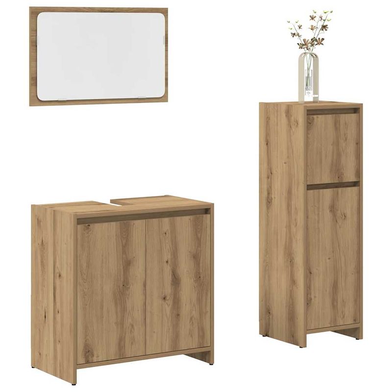 Casa si Gradina - Mobilier - Seturi de mobilier - Seturi baie - Set mobilier de baie, 3 piese, stejar artizanal, lemn prelucrat - Infinity.ro