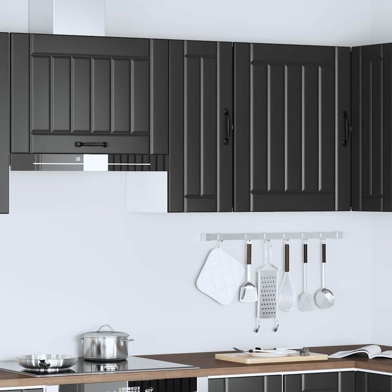 Casa si Gradina - Mobilier - Comode si corpuri - Corpuri bucatarie - Dulap de bucatarie „Lucca” lemn prelucrat negru, model 1x dulap de perete (1 ușă), mărime 30x31x60 cm - Infinity.ro