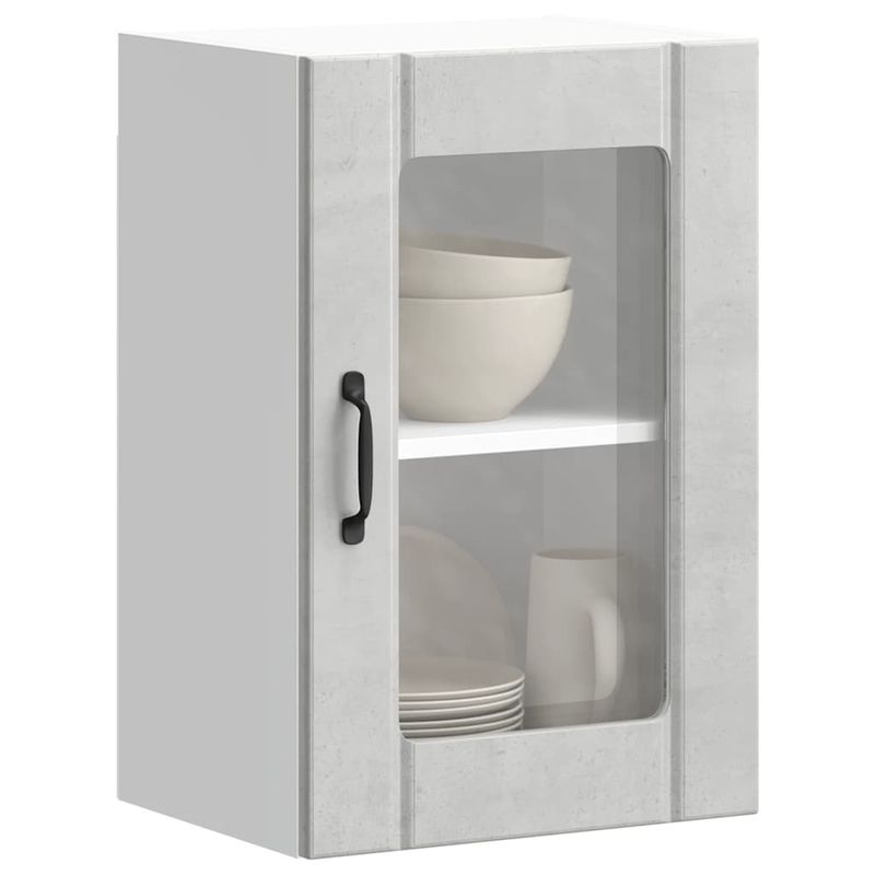 Casa si Gradina - Mobilier - Comode si corpuri - Corpuri bucatarie - Dulap de bucatarie cu usa din sticla „Lucca” gri beton - Infinity.ro