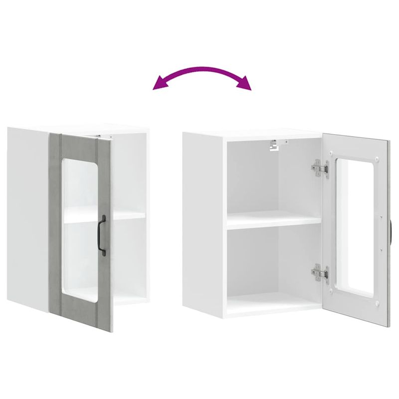 Casa si Gradina - Mobilier - Comode si corpuri - Corpuri bucatarie - Dulap de bucatarie cu usa din sticla „Lucca” gri beton - Infinity.ro