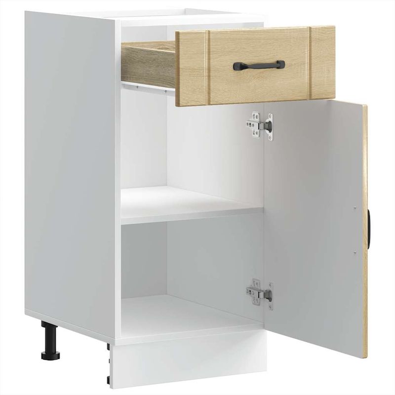 Casa si Gradina - Mobilier - Comode si corpuri - Corpuri bucatarie - Dulap de baza de bucatarie „Lucca” din lemn de stejar Sonoma, model 1x dulap inferior (1 ușă 1 sertar), mărime 40x46x81.5 cm - Infinity.ro