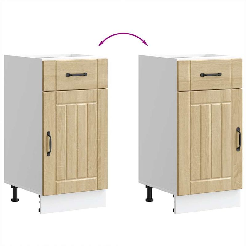 Casa si Gradina - Mobilier - Comode si corpuri - Corpuri bucatarie - Dulap de baza de bucatarie „Lucca” din lemn de stejar Sonoma, model 1x dulap inferior (1 ușă 1 sertar), mărime 40x46x81.5 cm - Infinity.ro