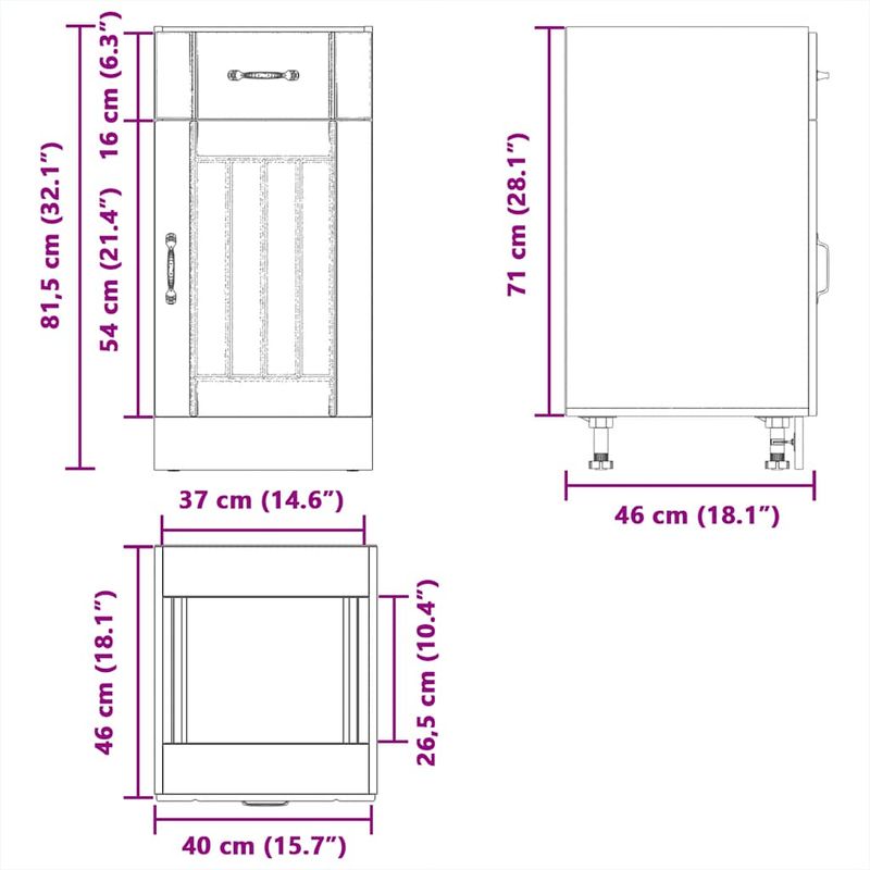 Casa si Gradina - Mobilier - Comode si corpuri - Corpuri bucatarie - Dulap de baza de bucatarie „Lucca” din lemn de stejar Sonoma, model 1x dulap inferior (1 ușă 1 sertar), mărime 40x46x81.5 cm - Infinity.ro