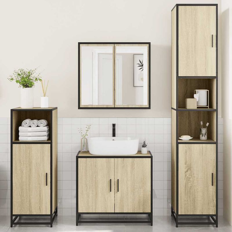 Casa si Gradina - Mobilier - Seturi de mobilier - Seturi baie - Set de mobilier de baie din 4 piese din lemn de stejar Sonoma - Infinity.ro