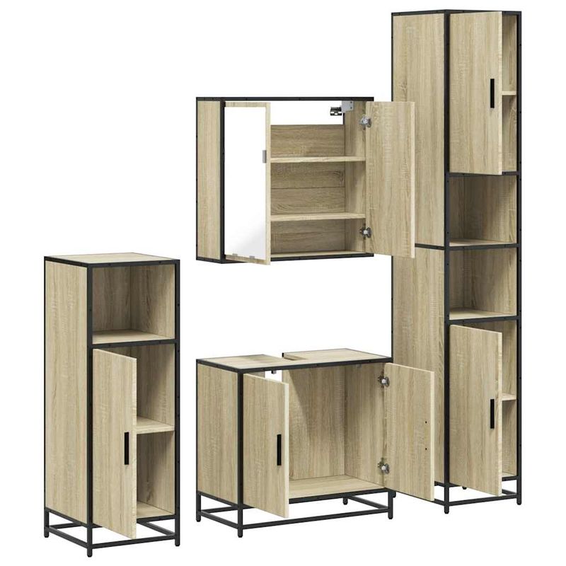 Casa si Gradina - Mobilier - Seturi de mobilier - Seturi baie - Set de mobilier de baie din 4 piese din lemn de stejar Sonoma - Infinity.ro