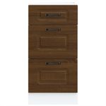 Casa si Gradina - Mobilier - Comode si corpuri - Corpuri bucatarie - Dulap de baza de bucatarie „Kalmar” din lemn de stejar maro, mărime 40x46x81.5 cm, model 1x dulap inferior (3 sertare) - Infinity.ro