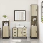 Casa si Gradina - Mobilier - Seturi de mobilier - Seturi baie - Set mobilier de baie, 3 piese, stejar sonoma, lemn prelucrat - Infinity.ro