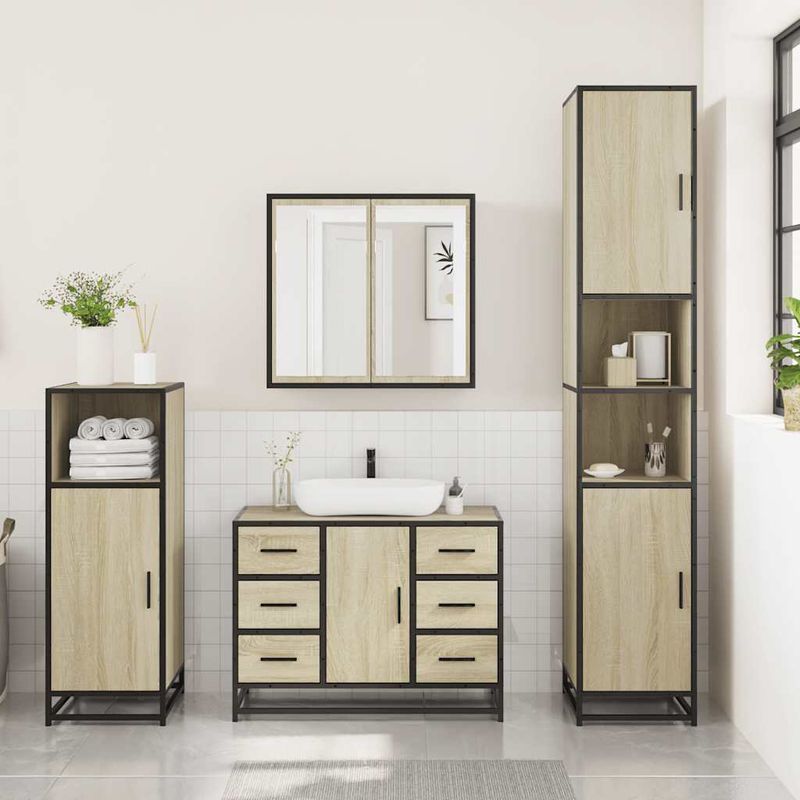 Casa si Gradina - Mobilier - Seturi de mobilier - Seturi baie - Set mobilier de baie, 3 piese, stejar sonoma, lemn prelucrat - Infinity.ro