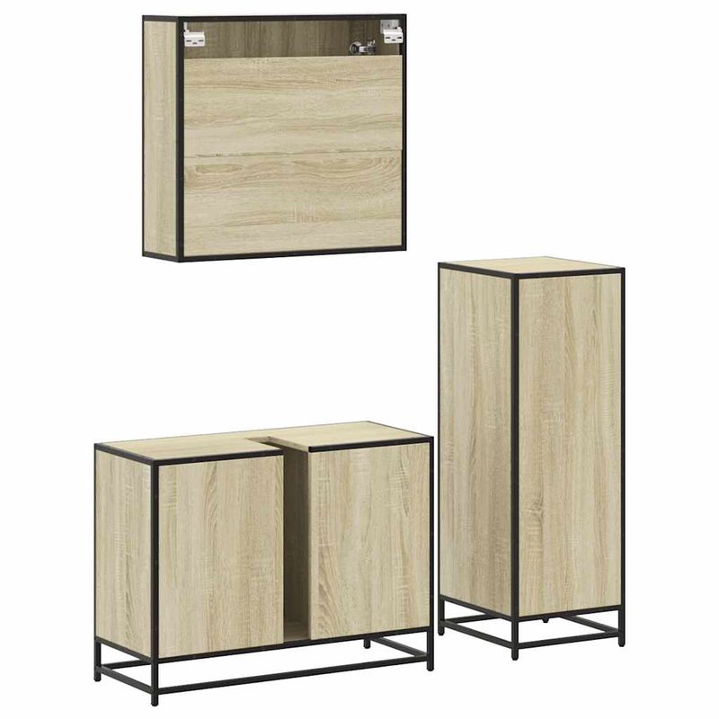 Casa si Gradina - Mobilier - Seturi de mobilier - Seturi baie - Set mobilier de baie, 3 piese, stejar sonoma, lemn prelucrat - Infinity.ro