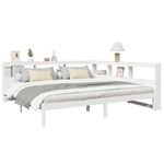 Casa si Gradina - Mobilier - Paturi si accesorii - Paturi - Pat cu biblioteca fara saltea, alb, 200x200 cm, lemn masiv pin - Infinity.ro
