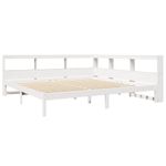 Casa si Gradina - Mobilier - Paturi si accesorii - Paturi - Pat cu biblioteca fara saltea, alb, 200x200 cm, lemn masiv pin - Infinity.ro